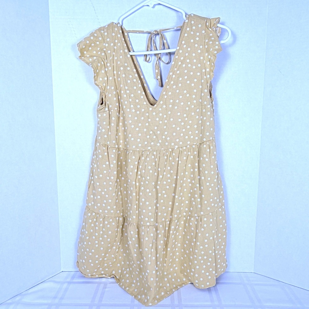 Abercrombie Fitch Yellow/White Dot V-neck Mini Dress. Petite XS
